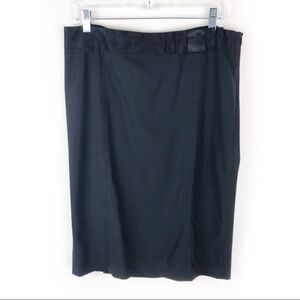 Theory- Black Pencil Skirt bow ribbon belt hem